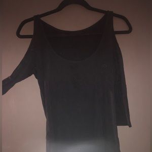 Black shoulder cut out blouse